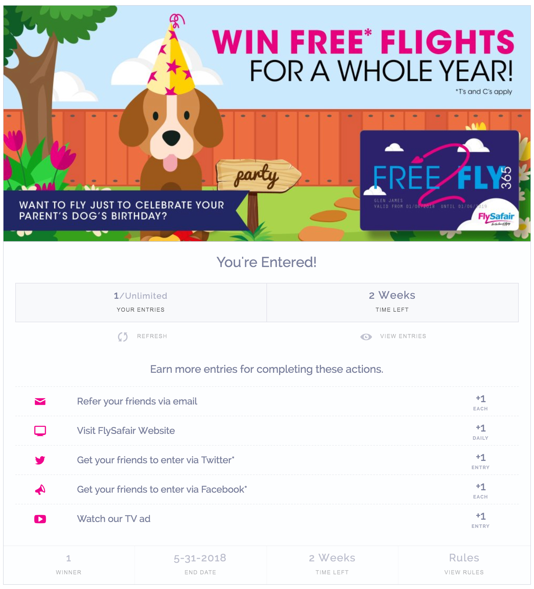 FlySafair Promotion Post-Entry