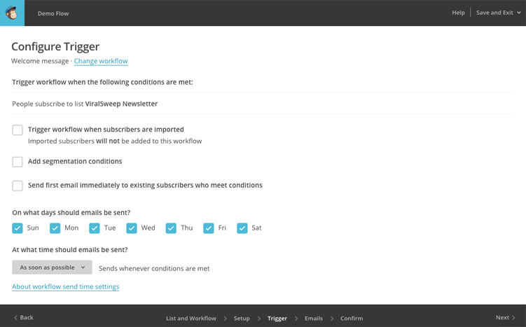 Pemicu otomatisasi mailchimp