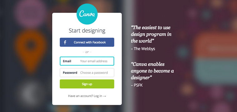 canva homepage