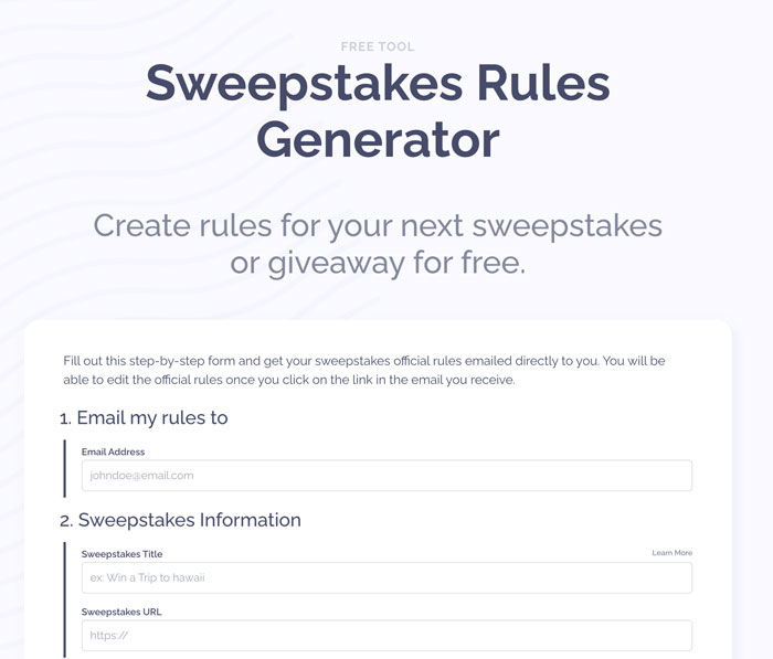 Sweepstakes Official Rules Template