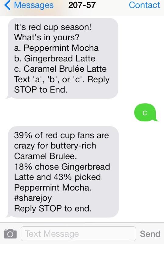 Starbucks' SMS marketing campaign